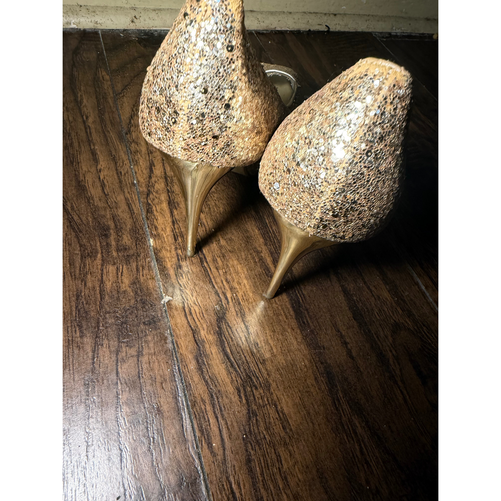 Unknown Gold Glitter High Heel Platform Peep Toe Pumps - Picture 5 of 6